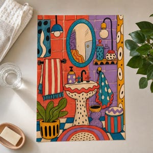 Flat-lay view of Source-adjacent Setting wall art as an unframed 24 x 30 matte art print on a neutral surface.