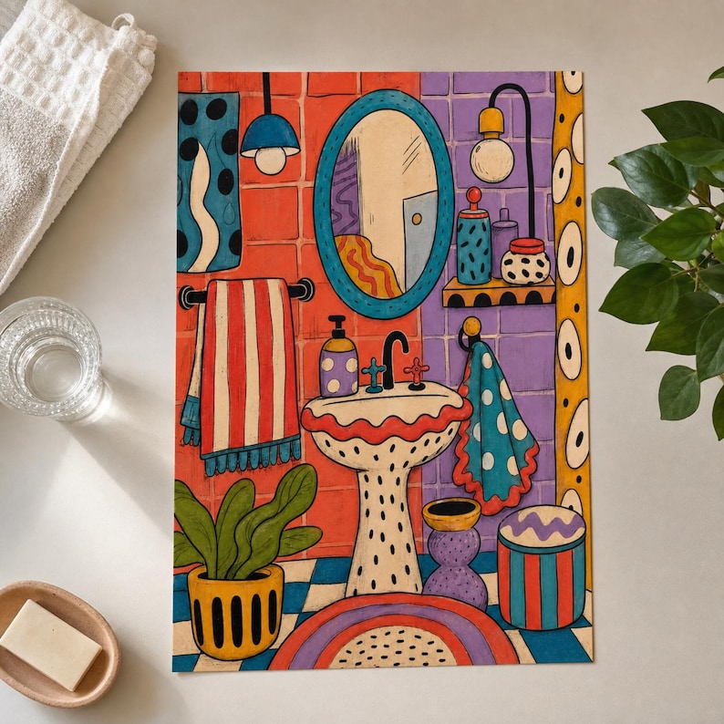 Flat-lay view of Source-adjacent Setting wall art as an unframed 24 x 30 matte art print on a neutral surface.