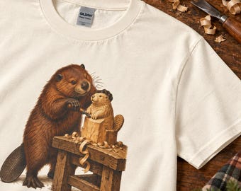 Beaver Carving a Self Portrait Graphic Tee