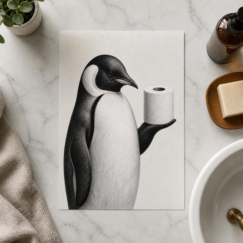 Papier toilette pingouin (téléchargement numérique JPG) - Etsy France