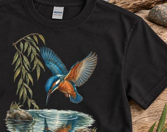 Kingfisher Diving Over Water Graphic Tee