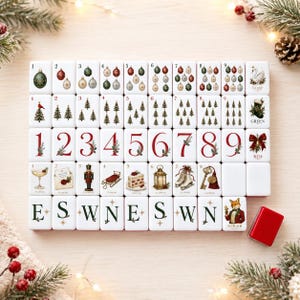 Christmas American Mahjong Set with Mat, Acrylic Mah Jongg Tiles, , Festive Mahjong Gift for Mahjong Lovers, 152 or 160 Tile Holiday Game