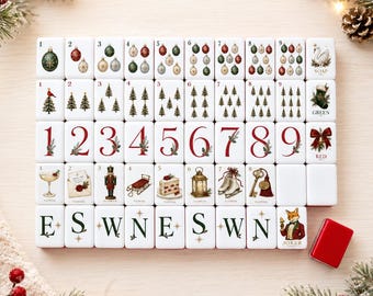 Christmas American Mahjong Set with Mat, Acrylic Mah Jongg Tiles, , Festive Mahjong Gift for Mahjong Lovers, 152 or 160 Tile Holiday Game