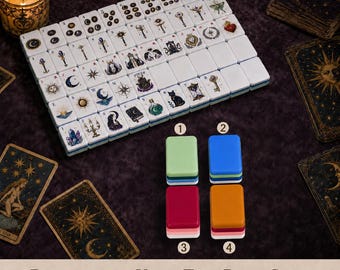 Mystic Tarot Mahjong Set, American Mahjong Game Set, Crystal Moon Tarot Tiles, Premium Unique Gift for Mahjong Lovers