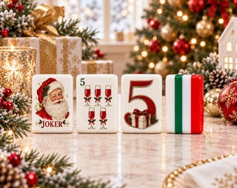Christmas American Mahjong Set, North Pole Santa Mahjong Tiles, Holiday Game Night Gift, Red Green Christmas Mahjong, Matching Mat Optional