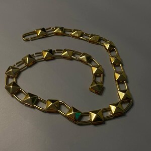 Valentino Gold Pyramid Style Rockstud Link Chain Necklace 40cm image 6