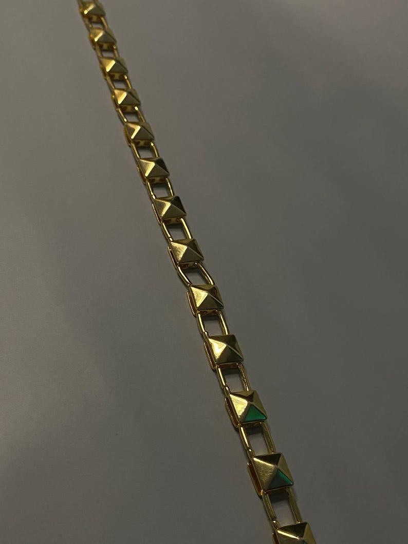 Valentino Gold Pyramid Style Rockstud Link Chain Necklace 40cm image 9