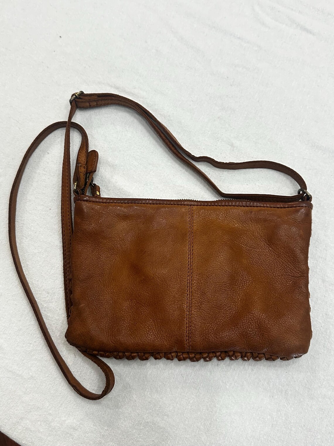 Vintage Woven Leather Crossbody Bag , Boho Chic Small Purse, foto 3 di 5