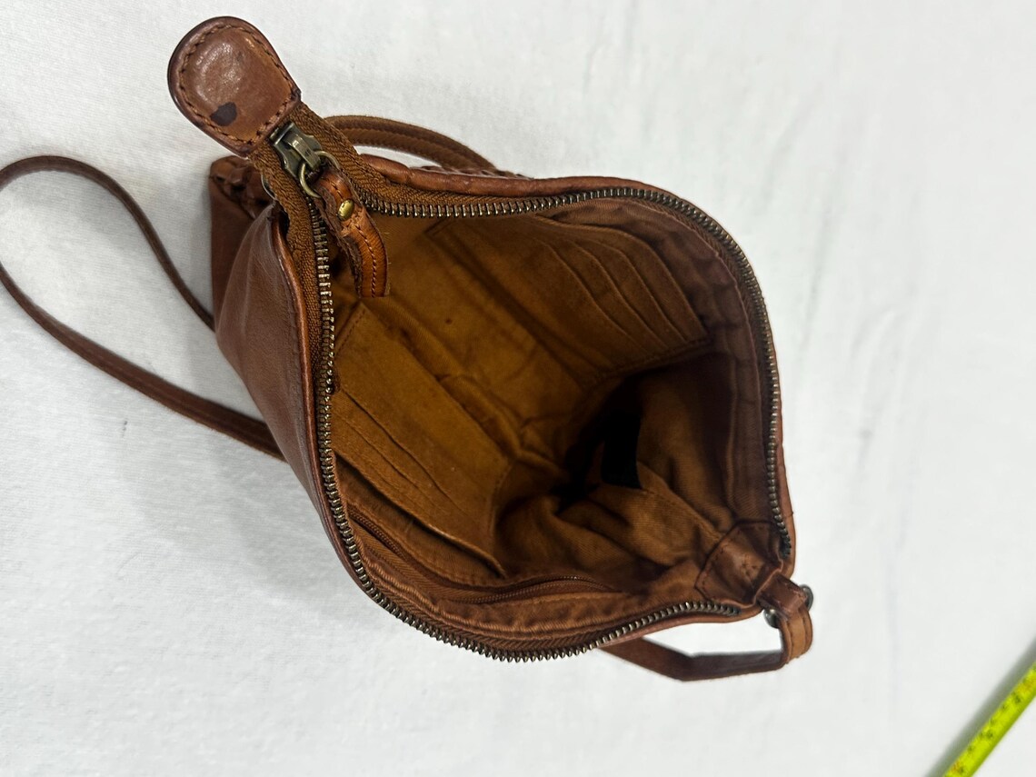 Vintage Woven Leather Crossbody Bag , Boho Chic Small Purse, foto 4 di 5