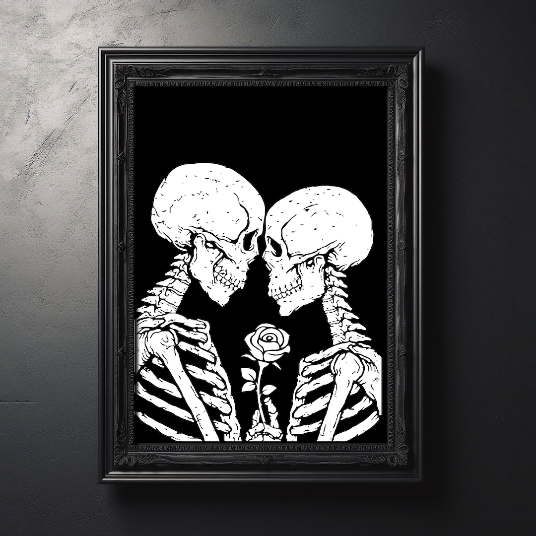 Skeleton Lovers Rose Digital Art Print | Printable | Instant Download ...