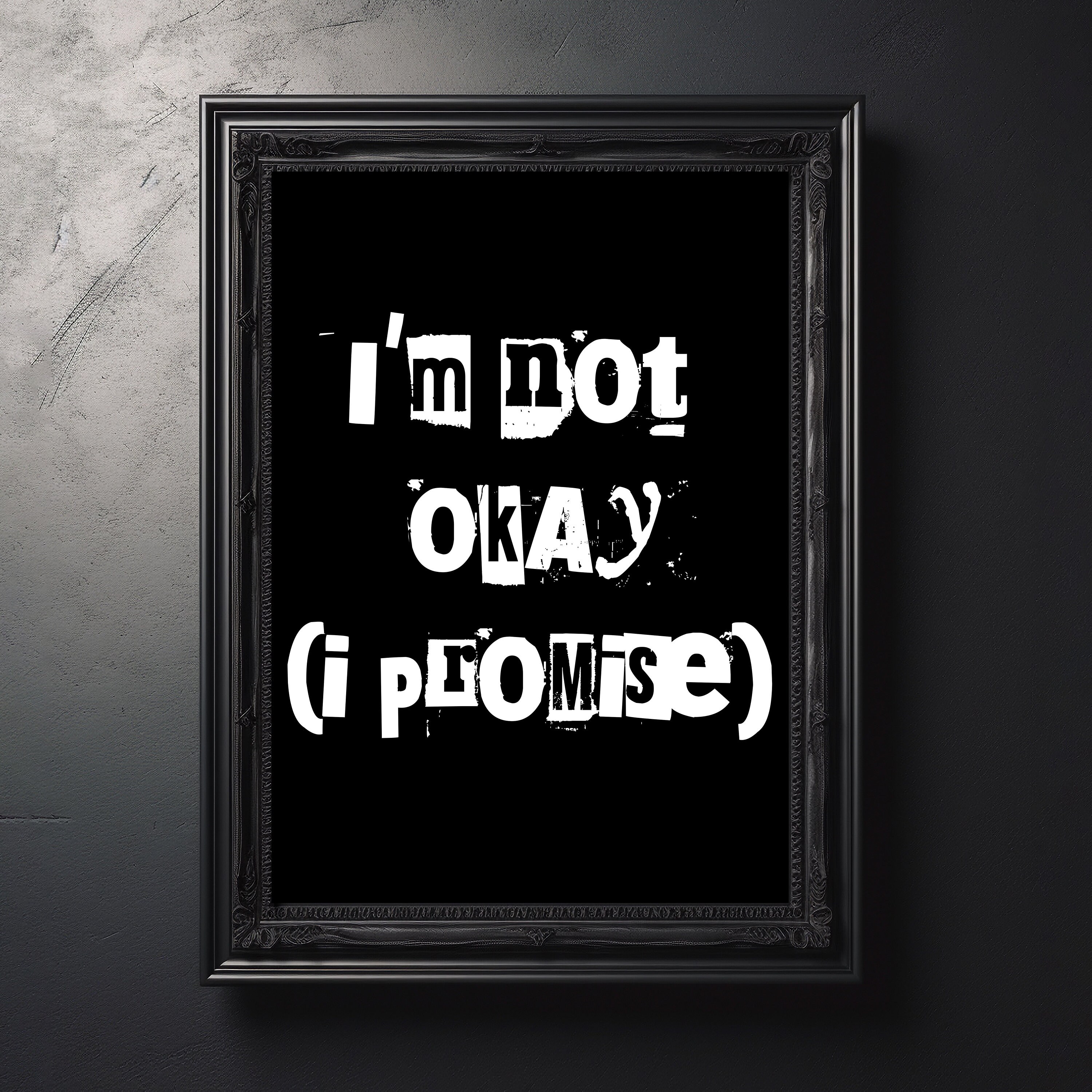 I m Not Ok By My Chemical Romance Lyrics Digital Art Print Printable I m Not Ok By My Chemical Romance Lyrics Digital Art Print Printable