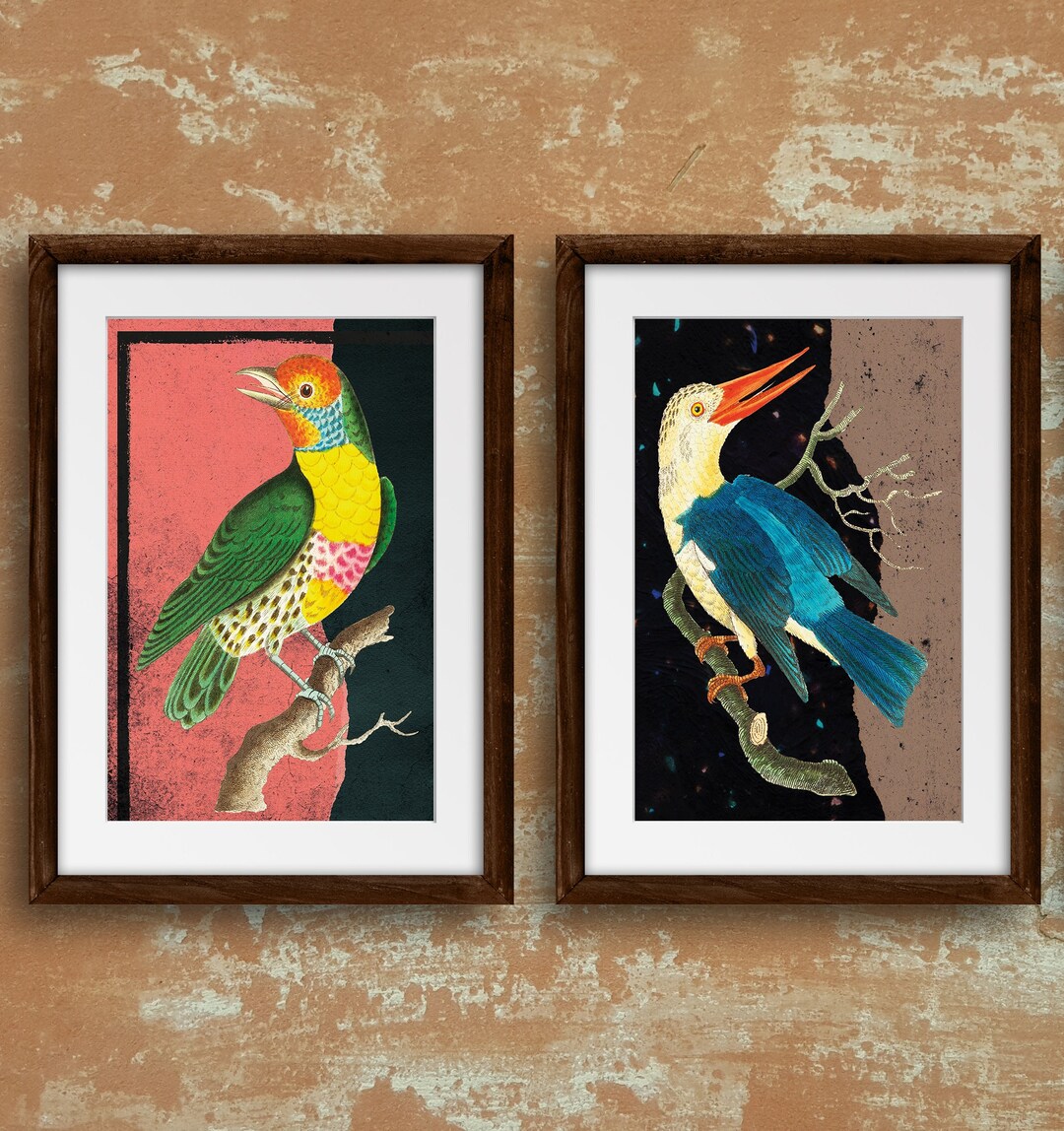 Vintage Bird Art Print Set A4 Wall Art Home Decor Gift for Home Emo ...