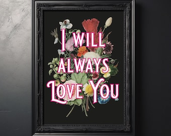 I Will Always Love You Lyrics Digital Art Print | Printable | Instant Download | Gift for home | Neon, Pop, Soul, Vintage