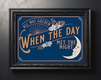 Day Met The Night By Panic! At The Disco Lyrics Digital Art Print | Printable | Instant Download | Gift for home | Emo, Goth, Pop Punk, Rock
