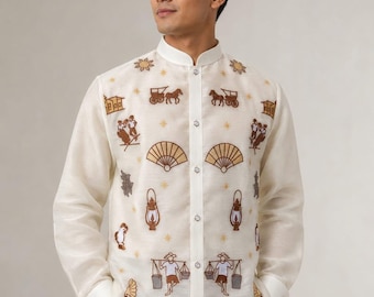 Men's Icon Barong Tagalog: Embroidered Filipino Formal Wear for Celebrations