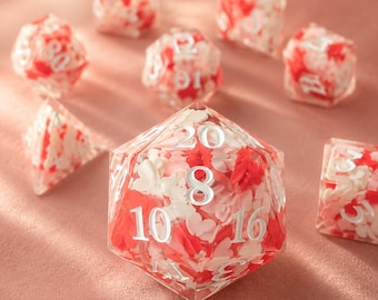 handmade resin d20 polyhedral 7 piece dice set for dnd coc trpg cthulhu tabletop gift
