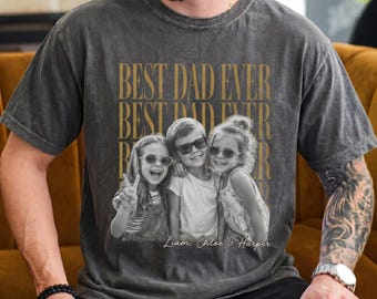 Comfort Colors® Custom Dad Vintage Photo Shirt: Personalized Fathers Day With Kids Photo