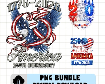 USA 250-jähriges Jubiläum PNG-Bundle, Cricut Digitaler Download, 1776-2026 America Design, Patriotisches 4. Juli Geschenk, We The People Design