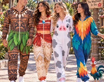 Halloween Moana Costume Jumpsuit Pajamas, Moana Adventure Character Cosplay Outfit, Tropical Movie Costume, Maui Costume Jumpsuit Pajamas