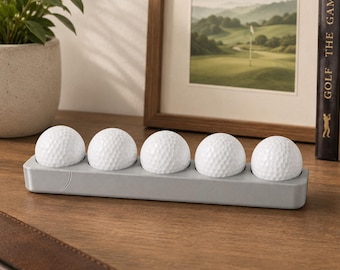 Supporto per palline da golf, può contenere 5 palline, espositore personalizzato per "Hole in One", regalo per golfisti, organizer da scrivania, decorazione per la "man cave".