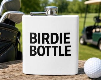Borraccia da golf Birdie da 177 ml in acciaio inossidabile, regalo per golfisti, uomini e testimoni dello sposo, con design personalizzato a forma di pallina da golf.