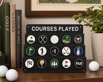 Golf Ball Marker Display: Courses Played Collector Board, Personalized Wall Mount