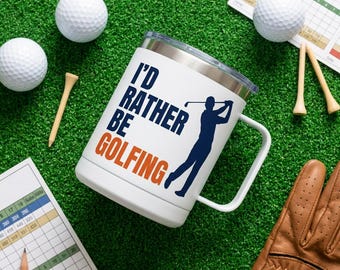 Tazza "Preferirei essere a giocare a golf", tazza termica da golf da 295 ml, regalo divertente per golfisti, regalo per la festa del papà per papà golfisti, tazza da viaggio in acciaio inossidabile