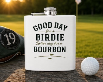 Borraccia da golf "Good Day for a Birdie" da 177 ml, regalo per il nonno golfista, per la festa del papà, personalizzata per i testimoni dello sposo, in acciaio inossidabile.