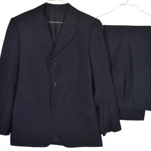 Men’s Mod 1960s Original 3 Button Wool Navy Suit / Mod, Sixties, Carnaby Street, Ivy League