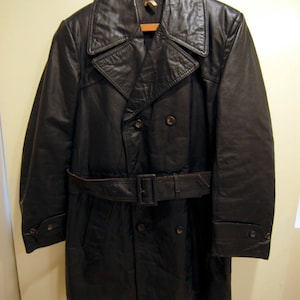 Black Double Breasted Leather Jacket Men&#39;s Mod 1960s
