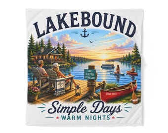 Lakebound Simple Days Warm Nights Duvet Cover | Lakeside Sunrise Cabin Bedding