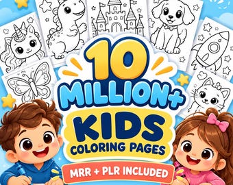 Paket mit über 10 Millionen Malvorlagen für Kinder, Lernarbeitsblätter (PLR MRR)
