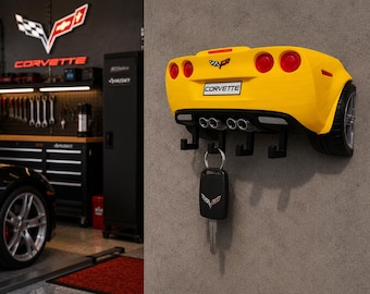 Soporte para llaves de la parte trasera del Corvette / Soporte para llaves de coche impreso en 3D, decoración de garaje