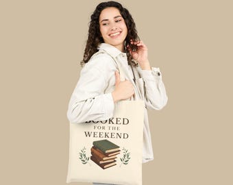 Booked for the Weekend Tote Bag, Book Club Gift, Literary Tote, Cozy Reader Accessory