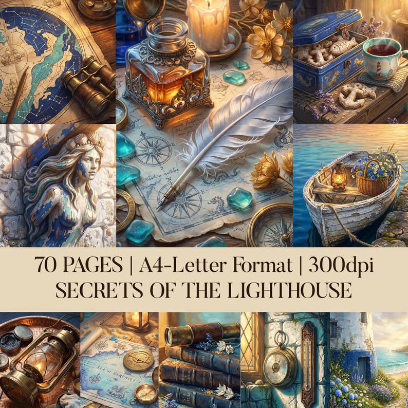 Lighthouse Junk Journal Pages | 70 Scenic Digital Papers (a4-letter ...