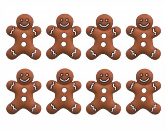 CHUNKY GINGERBREAD MEN Christmas Food Baking Biscuit Cookie Man Craft Buttons