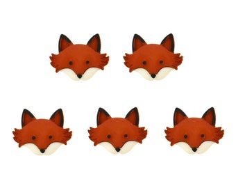 Red Fox Buttons Sitting Jesse James Buttons from the Dress It Up Outfoxed Novelty Button Set 5 pcs S2