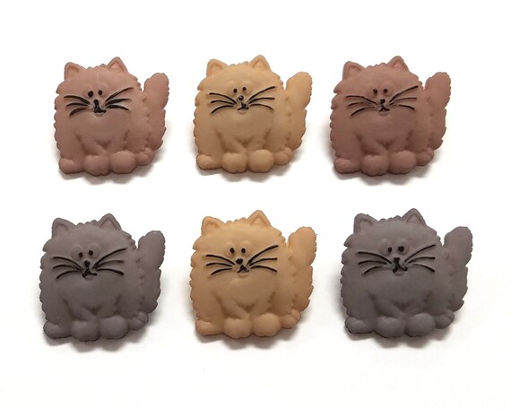 Cat Face Cat Buttons Cute Kitty Craft Embellishment Supply Unique Sewing Fasteners Grab Bag Kitten Buttons Flatback Wooden Buttons