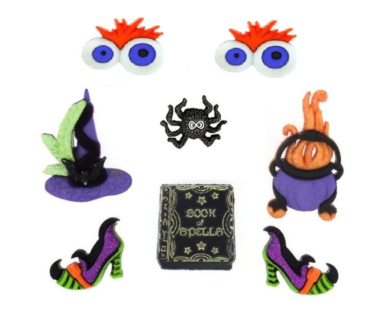 Witch Hat Jesse James Dress It Up Witches Spell Halloween Buttons Broom