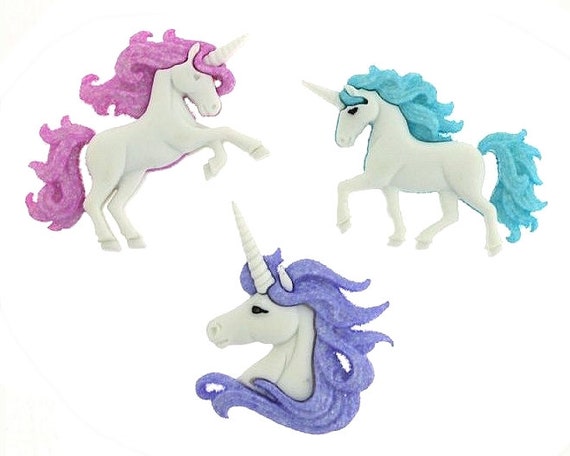 Fantasy Unicorns Buttons PURPLE Shank Back Once Upon A Time Jesse James Dress It Up Buttons 1324