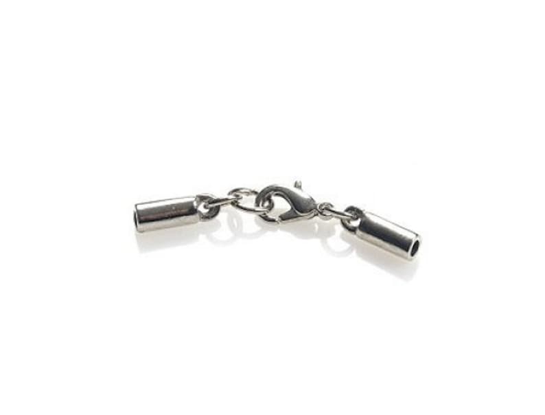 with Lobster Claw Clasp Silver Color 2 mm Cord End Caps