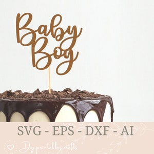 Taarttopper SVG, babyjongen taarttopper SVG, gesneden bestanden Dxf Ai Pdf voor Cricut & silhouet bruiloft, lettertype taarttopper, Cricut, babyshower