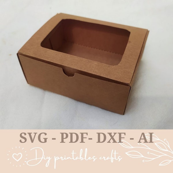 Rectangle Box With Window Template SVG, Window box Template, Box template Gift Box SVG, Favor Box SVG, Box Template, Silhouette, Cricut