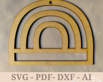 Regenbogen Boho Unter Aufhänger, SVG Silhouette, Glowforge SVG, Regenbogen Handwerk svg, Glowforge, Dxf Laser Cut Tempate, Makramee, xtool, Garn