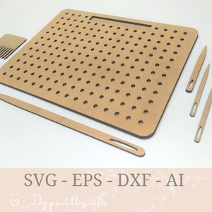 Tablero de bloqueo cuadrado SVG Grandma, plantilla de corte láser CDR, glowforge xtool, tablero de bloqueo de crochet para tejer a crochet