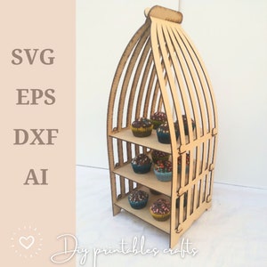 Cupcake Stand, laser cut, Bird Cage, vector laser cut, Stand svg, CNC svg, dxf, holder laser cut, exhibitor, pattern cnc, glowforge, xtool