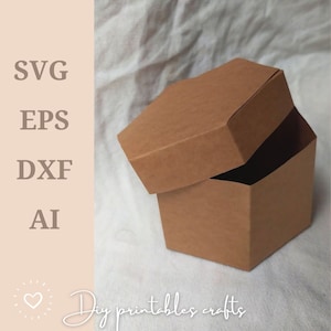 Modello scatola esagonale SVG, modello esagonale, modello scatola regalo SVG, scatola bomboniera SVG, modello scatola, file di taglio Silhouette, file di taglio Cricut