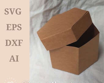 Hexagon Box Template SVG, Hexagonal Template, Box template Gift Box SVG, Favor Box SVG, Box Template, Silhouette Cut Files, Cricut Cut Files