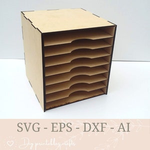 Portaoggetti per carta SVG, scrapbooking, 12x12, organizer da scrivania con taglio laser, contenitori per la conservazione di CDR, porta modello con taglio laser da 3 mm