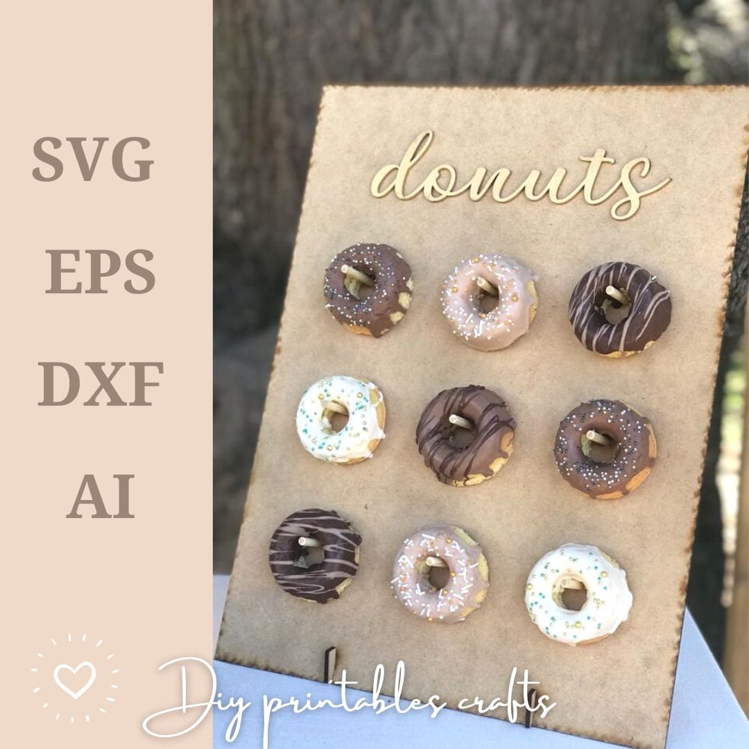 Donuts Stand SVG Donut Wall Laser Cut File Table Cake Donuts Stand Dxf ...